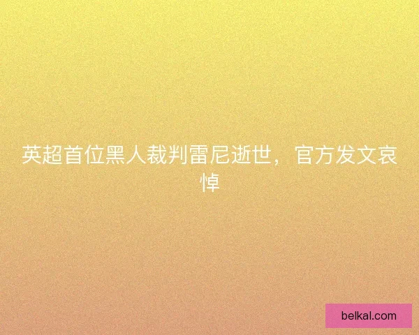 英超首位黑人裁判雷尼逝世，官方发文哀悼
