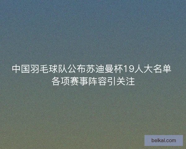中国羽毛球队公布苏迪曼杯19人大名单 各项赛事阵容引关注 中国羽毛球队公布苏迪曼杯19人大名单 各项赛事阵容引关注