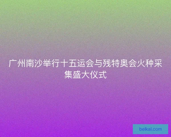 广州南沙举行十五运会与残特奥会火种采集盛大仪式 广州南沙举行十五运会与残特奥会火种采集盛大仪式